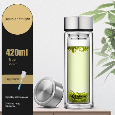 Double Layer Glass Tea Cup with Handle - InspiredGrabs.com